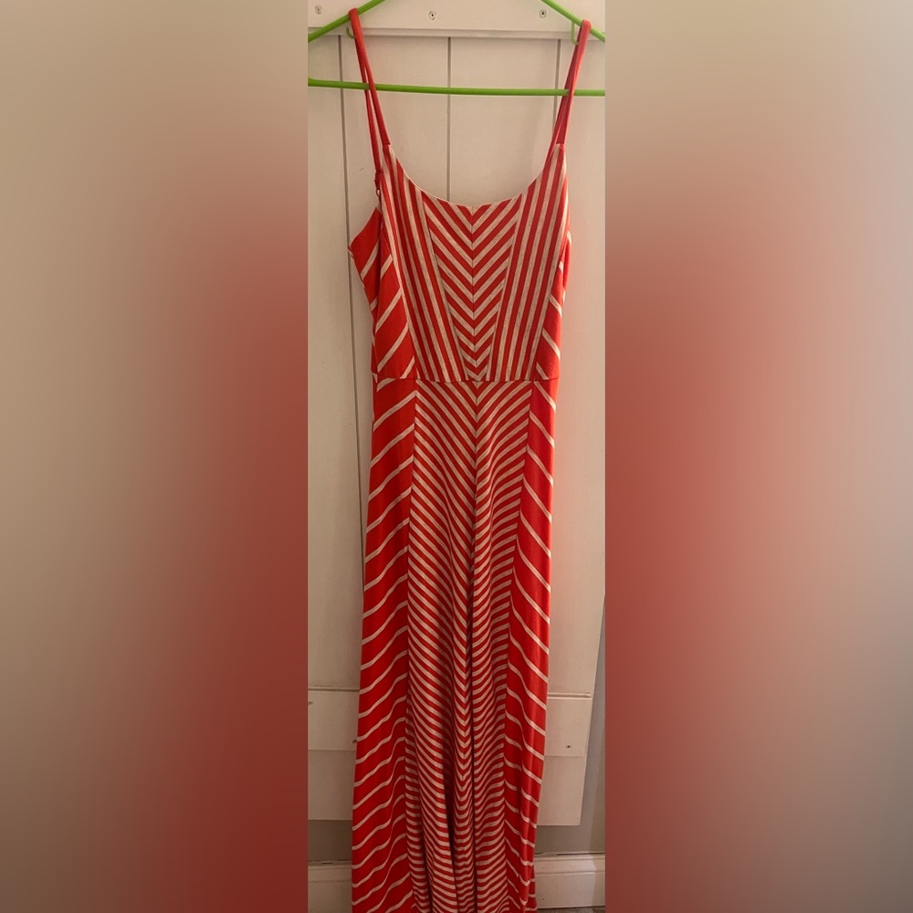 Maurices Orange and White Striped Maxi Dress, size small